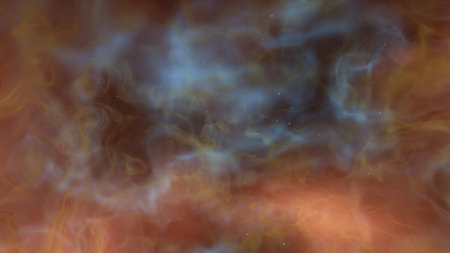 Abstract space background with stars and nebula. Fantasy fractal texture. Digital art. 3D rendering.の写真素材