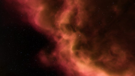 Abstract space background with stars and nebula. Fantasy fractal texture. Digital art. 3D rendering.の写真素材