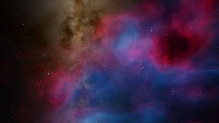 Abstract space background with stars and nebula. Fantasy fractal texture. Digital art. 3D rendering.