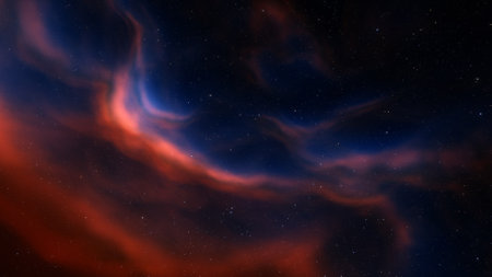 Abstract space background with stars and nebula. Fantasy fractal texture. Digital art. 3D rendering.の写真素材