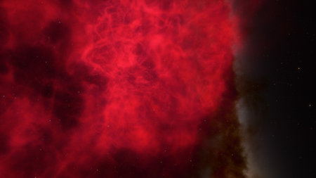 Abstract space background with stars and nebula. Fantasy fractal texture. Digital art. 3D rendering.の写真素材