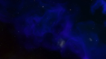 Abstract space background with stars and nebula. Fantasy fractal texture. Digital art. 3D rendering.の写真素材