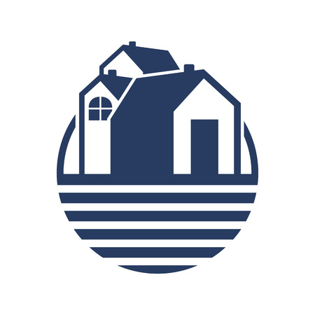 Simple Group Land House on plain background.のイラスト素材