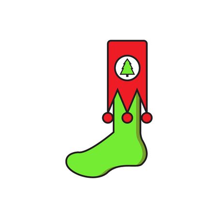 Cute Green Sock Christmasのイラスト素材