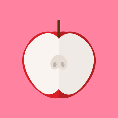 Simple Flat Apple Slice Vector Illustrationのイラスト素材