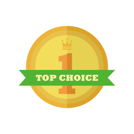 Top choice gold medal vintage custom shape badge emblem. Vector illustration graphic design.のイラスト素材
