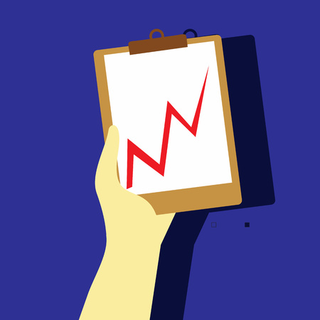 Statistic paper task hand gesture. Vector illustration. Graphic designのイラスト素材