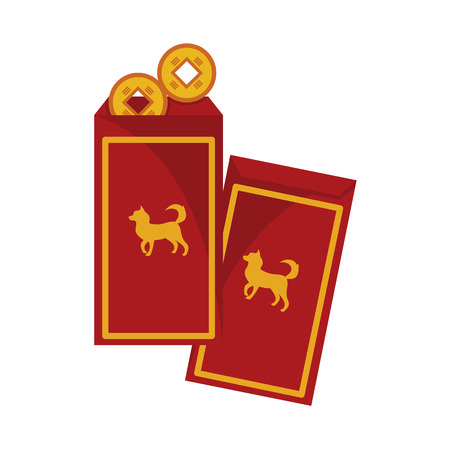 Hongbao Red Envelopes Gold Vector Illustration Graphic Designのイラスト素材