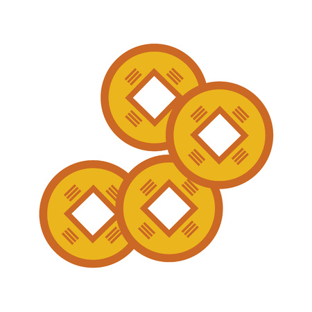 Simple Old Chinese Gold Coins Vector Illustration Graphic Designのイラスト素材