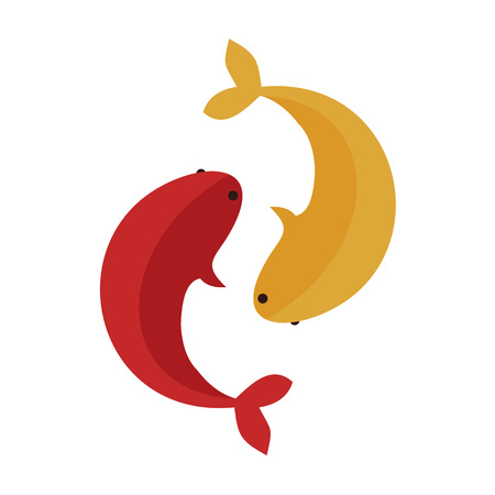 Koi Fish Dancing Couple Vector Illustration Graphic Designのイラスト素材