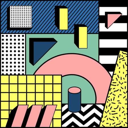 Simple Block Colorful Geometric Stylish Background Vector Graphic Illustration Design