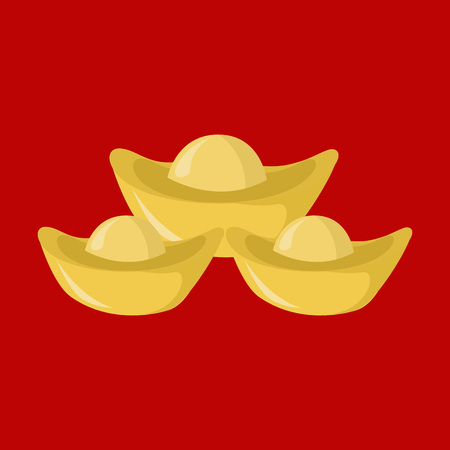 Golden Sycee Chinese Old Currency Vector Illustration Graphic Designのイラスト素材