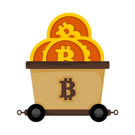 Bitcoin Mining Railroad Cart Train Vector Illustration Graphic Designのイラスト素材