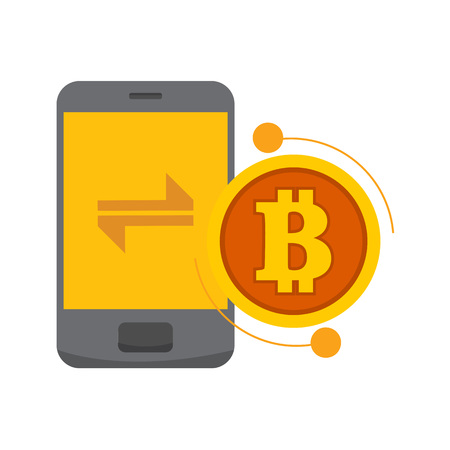 A Smart Transfer Bitcoin Mobile Phone Vector Illustration Graphic Designのイラスト素材