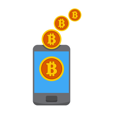 Bitcoin Mobile Mining Transfer Vector Illustration Graphic Designのイラスト素材