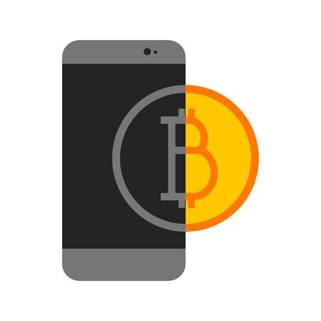 Simple Bitcoin Mobile Transfer Vector Illustration Graphic Designのイラスト素材