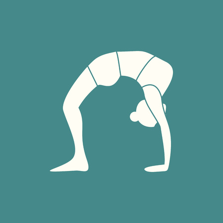Silhouette of Bridge Stretches Yoga Pose Vector Illustration Graphic Designのイラスト素材