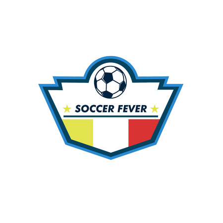 Soccer Fever Unique Shield Footbal Club Emblem Vector Illustration Graphic Designのイラスト素材