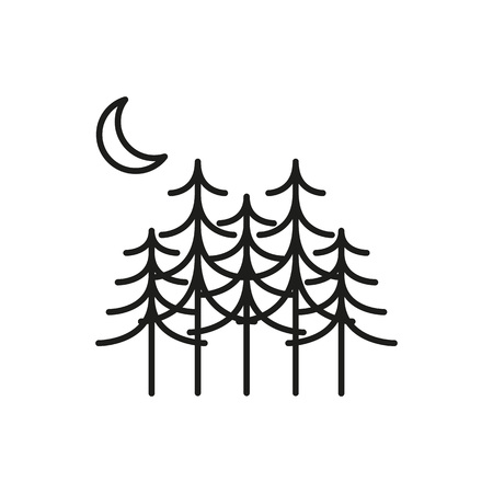 Pine Tree Forest Thin Line Icon Symbol Vector Illustration Graphic Designのイラスト素材