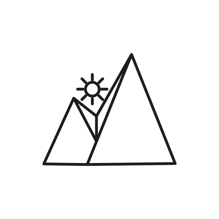 Sun Rise Mountain Thin Line Icon Symbol Vector Illustration Graphic Designのイラスト素材