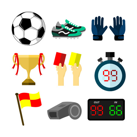 Football Soccer Related Objects Sport Illustration Vector Graphic Design Setのイラスト素材