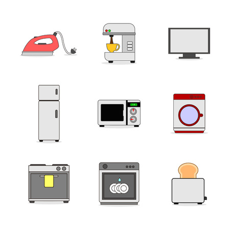 Various Home Appliance Stuffs Vector Illustration Graphic Design Setのイラスト素材