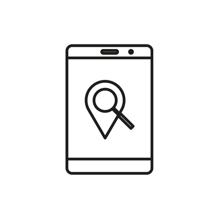 Location pin mobile device adventure thin line icon symbol. Vector illustration. Graphic designのイラスト素材