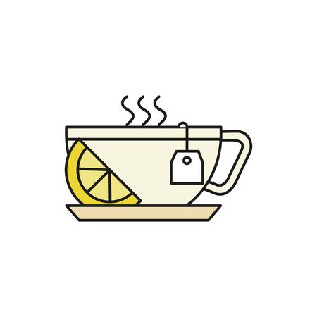 Cup of Hot Lemon Tea Thin Line Icon Vector Illustration Graphic Designのイラスト素材