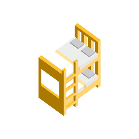 Bunk Bed 3D Isometric Furniture Vector Illustration Graphic Designのイラスト素材