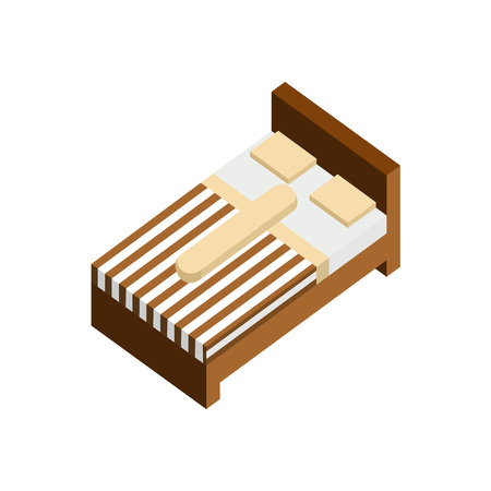 Single Bed 3D Isometric Furniture Vector Illustration Graphic Designのイラスト素材