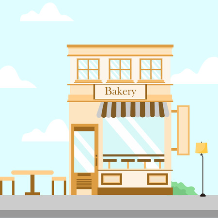 Bakery Store Front Building Vector Background Illustration Graphic Designのイラスト素材