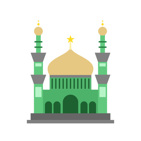 Green style Islamic mosque building isolated on a white background. Vector illustration graphic designのイラスト素材