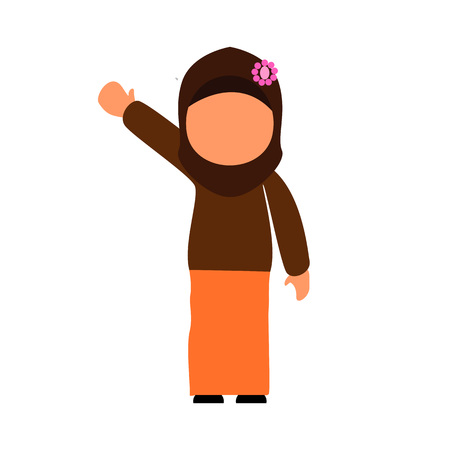 Happy Moslem Little Girl Cartoon Illustration Designのイラスト素材