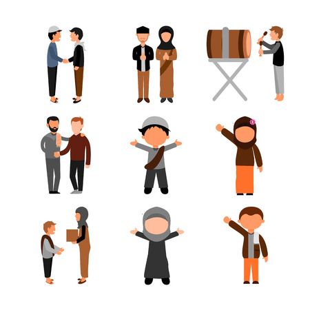 Moslem People Group Vector Illustration Graphic Design Template Setのイラスト素材