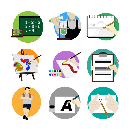 Back to School Scenery Vector Illustration Graphic Design Template Setのイラスト素材