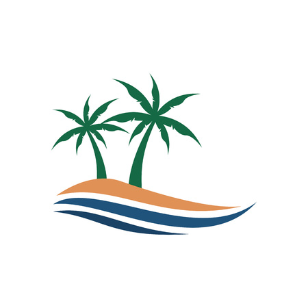 Palm Beach Island View Vector Illustration Graphic Design Templateのイラスト素材
