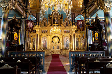 Interior of View Bulgarian St. Stephen Orthodox Church (Iron Church) in Balat, Istanbul, important place for Bulgarian-Orthodox people in Turkeyのeditorial素材
