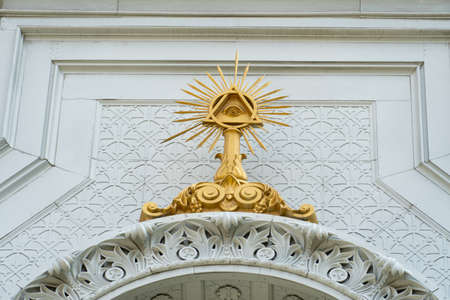 Eye of Bulgarian St. Stephen Orthodox Church (Iron Church) in Balatのeditorial素材