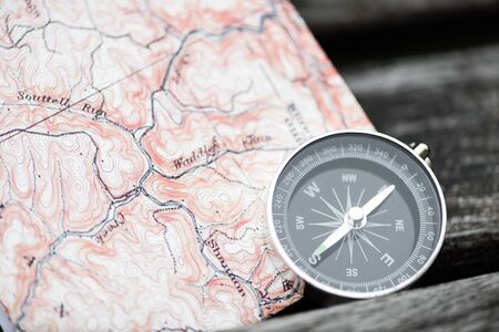 Compass and map. Travel conceptの写真素材