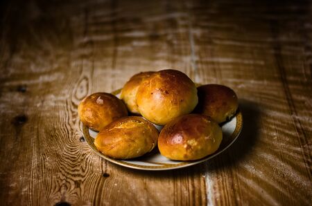 Fragrant roll on the tableの写真素材