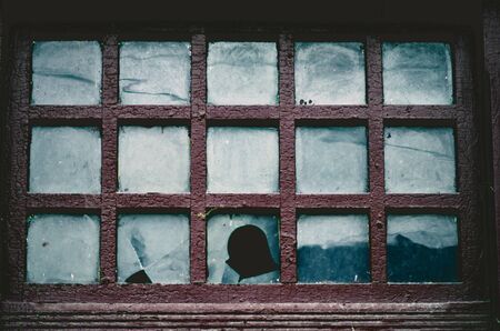 Old broken window backgroundの写真素材