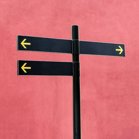The arrows signs on rad background
