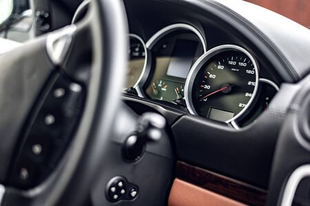 Control panel of the modern new car closeupの写真素材