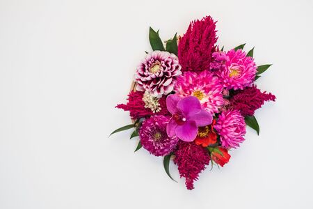 bouquet of fresh flower on a white backgroundの写真素材