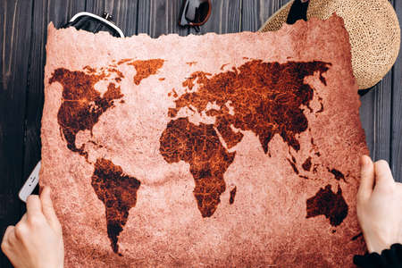 Original grunge map of the world background. High quality photoの写真素材