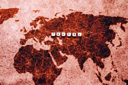 Unfolded world map, travel concept. High quality photoの写真素材