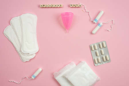 Remedies for critical days on a pink background.の写真素材
