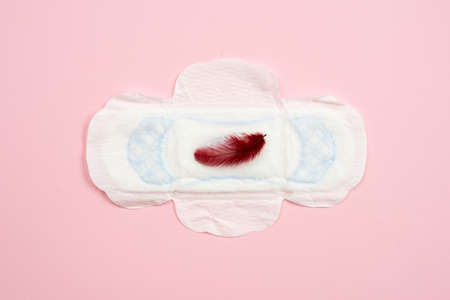 Women's health concept photo, some aspects of women's wellness in monthlies period. Menstrual pad.の写真素材