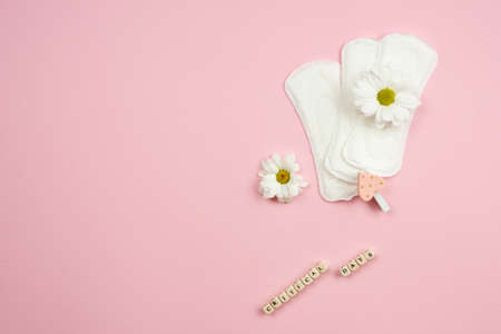 Critical days. Softness. Camomiles. Top view.の写真素材