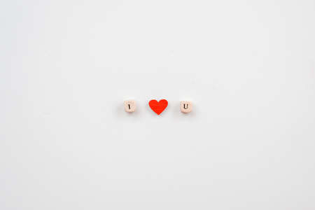 Valentines day concept. On a white background, the bones with the phrase I love you.の写真素材